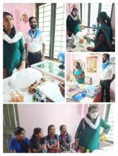 Handed over 100 masks also sanitizers ,phenyl , notebooks , pencils , pouch surf etc..